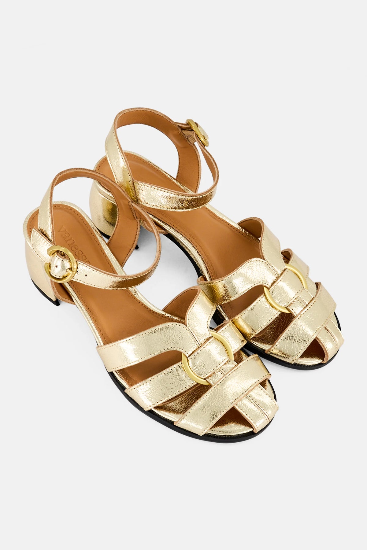 VANESSA WU - Sandales Luna Grid Gold