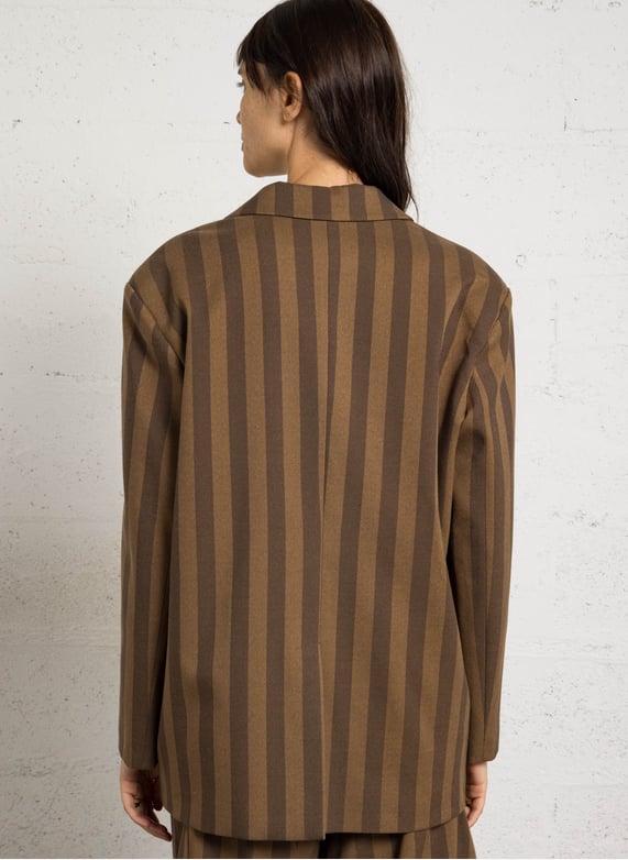 IMPERIAL - Veste Tailleur Oversize Rayée Marron