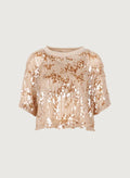 IMPERIAL – Tee-Shirt à Sequins Manches Courtes Rose Cipria