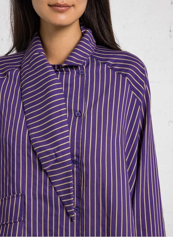 IMPERIAL - Chemise Oversize Col Lavalliere Popeline rayée