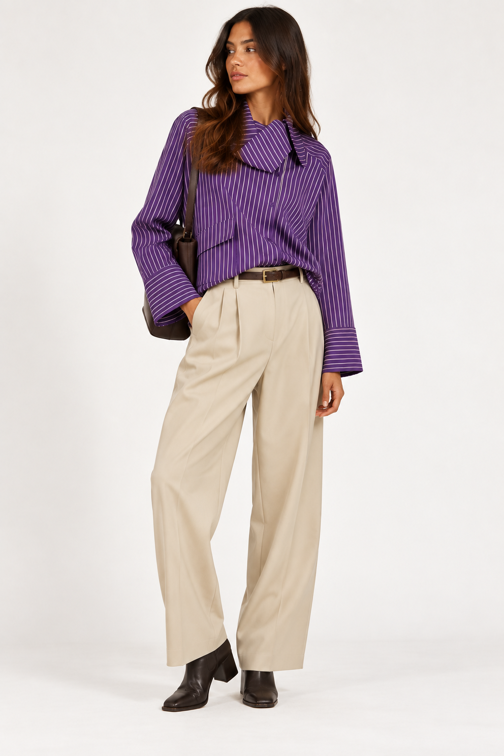 IMPERIAL - Chemise Oversize Col Lavalliere Popeline rayée