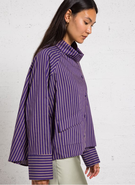 IMPERIAL - Chemise Oversize Col Lavalliere Popeline rayée