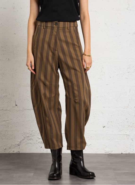 IMPERIAL - Pantalon Ballon Rayé Marron