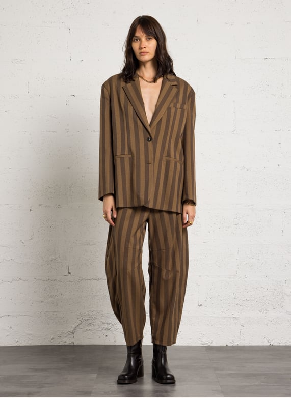 IMPERIAL - Pantalon Ballon Rayé Marron