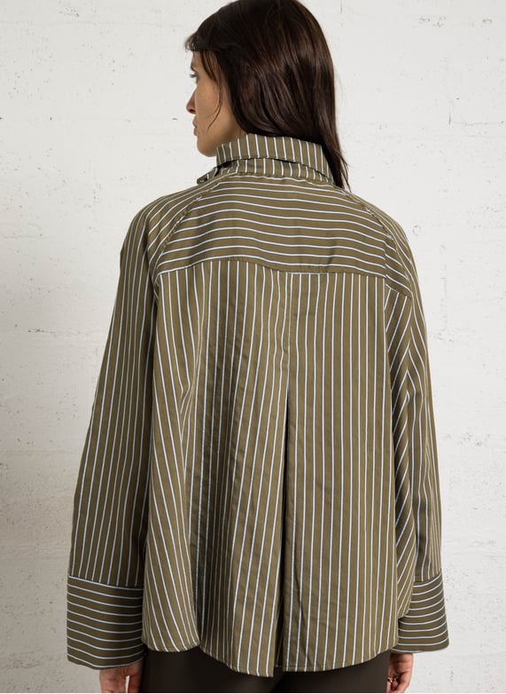 IMPERIAL - Chemise Oversize Col Lavallière Popeline Rayée
