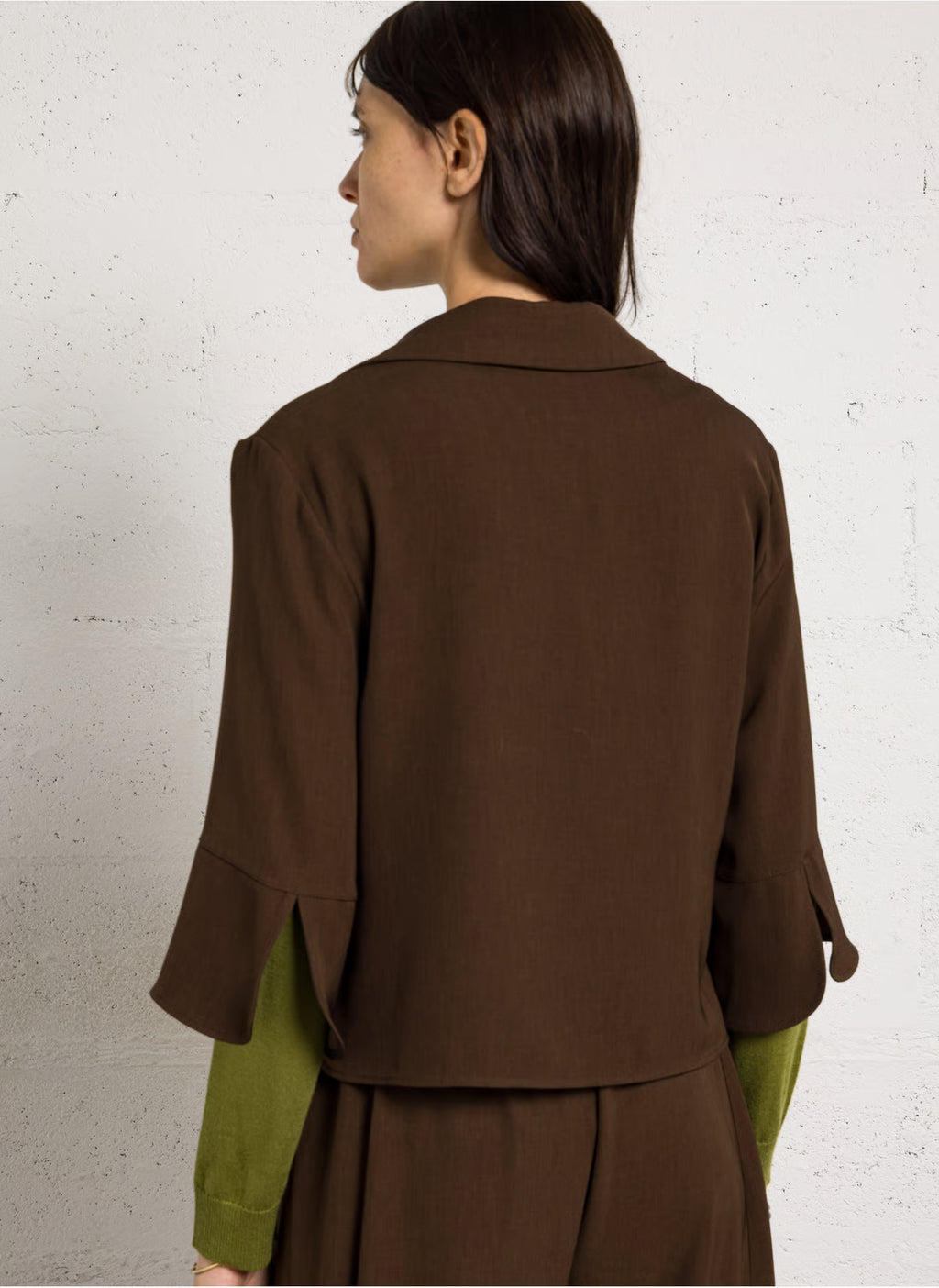 IMPERIAL - Chemise Cropped Col à Revers Chocolat