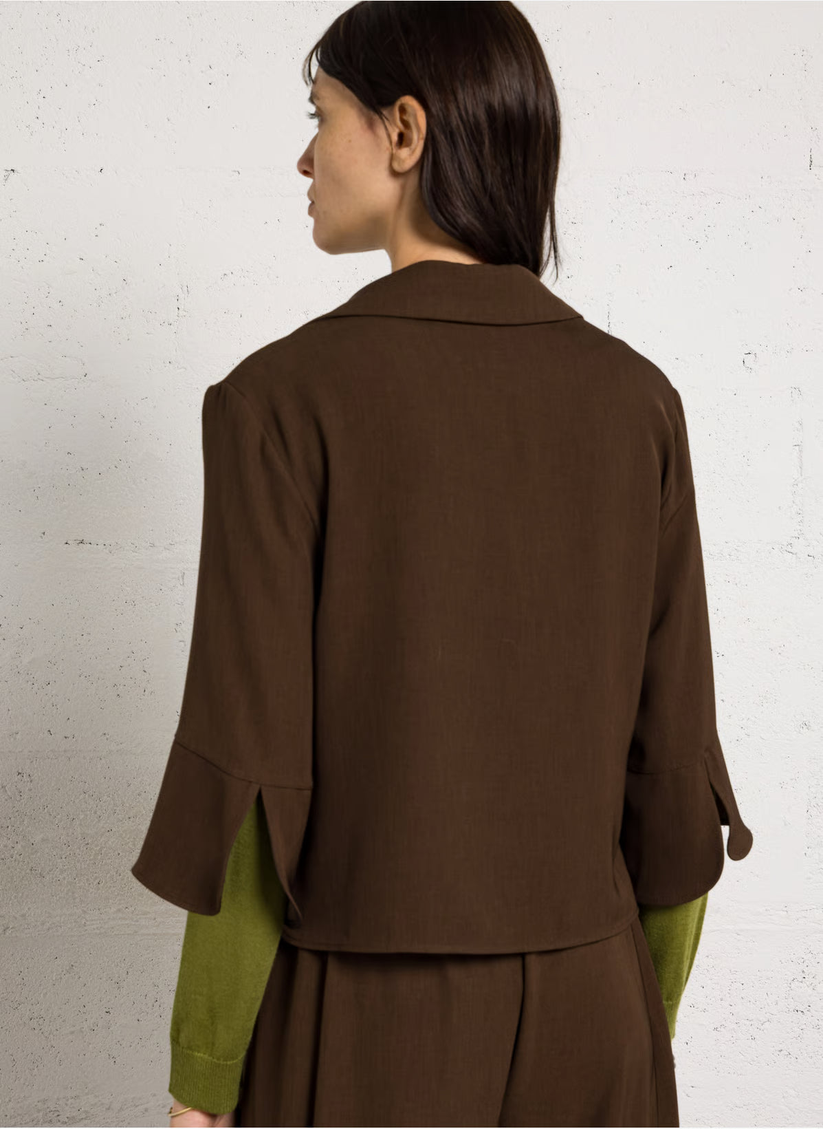 IMPERIAL - Chemise Cropped Col à Revers Chocolat