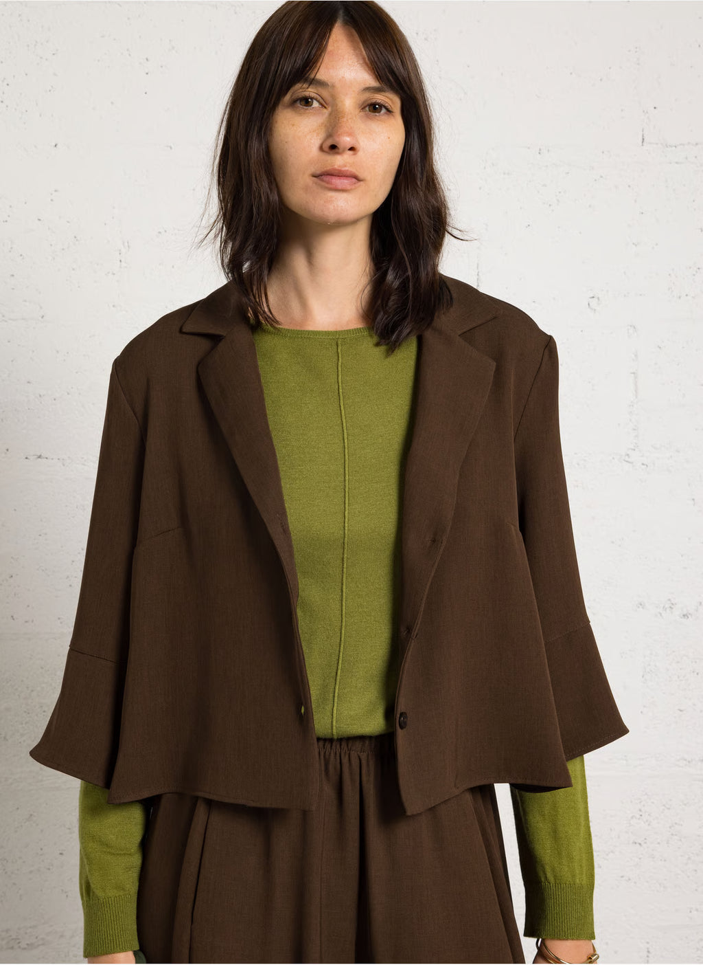 IMPERIAL - Chemise Cropped Col à Revers Chocolat