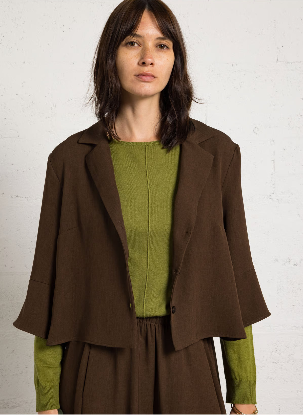 IMPERIAL - Chemise Cropped Col à Revers Chocolat