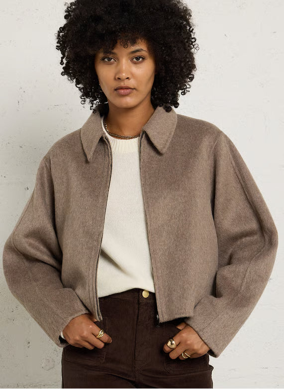IMPERIAL - Blouson court zippé à col pointe Anthracite