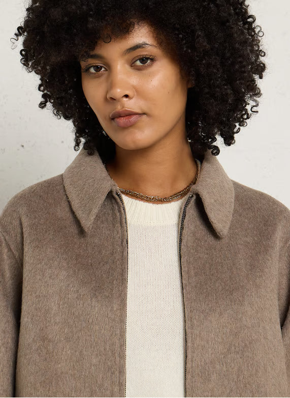 IMPERIAL - Blouson court zippé à col pointe Anthracite