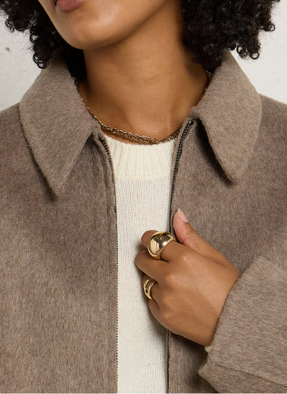 IMPERIAL - Blouson court zippé à col pointe Anthracite
