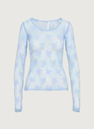 IMPERIAL – Top Transparent Manches Longues à Broderies Florales
