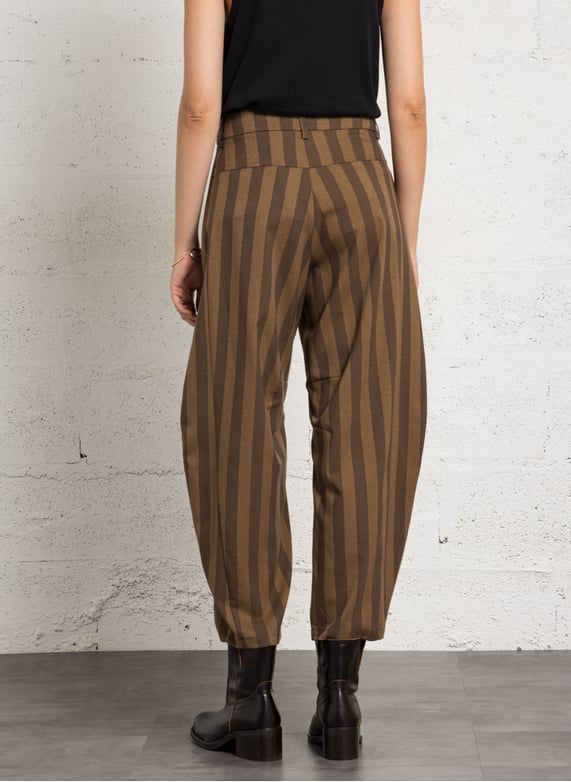IMPERIAL - Pantalon Ballon Rayé Marron