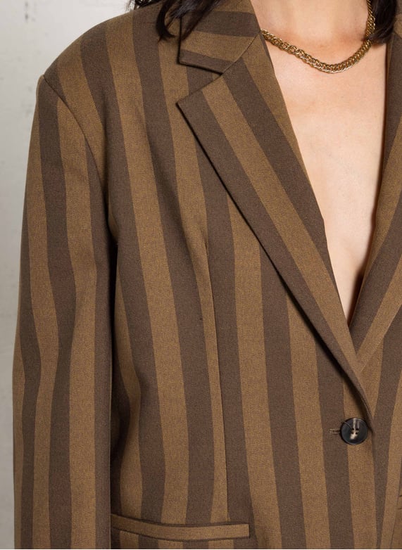 IMPERIAL - Veste Tailleur Oversize Rayée Marron