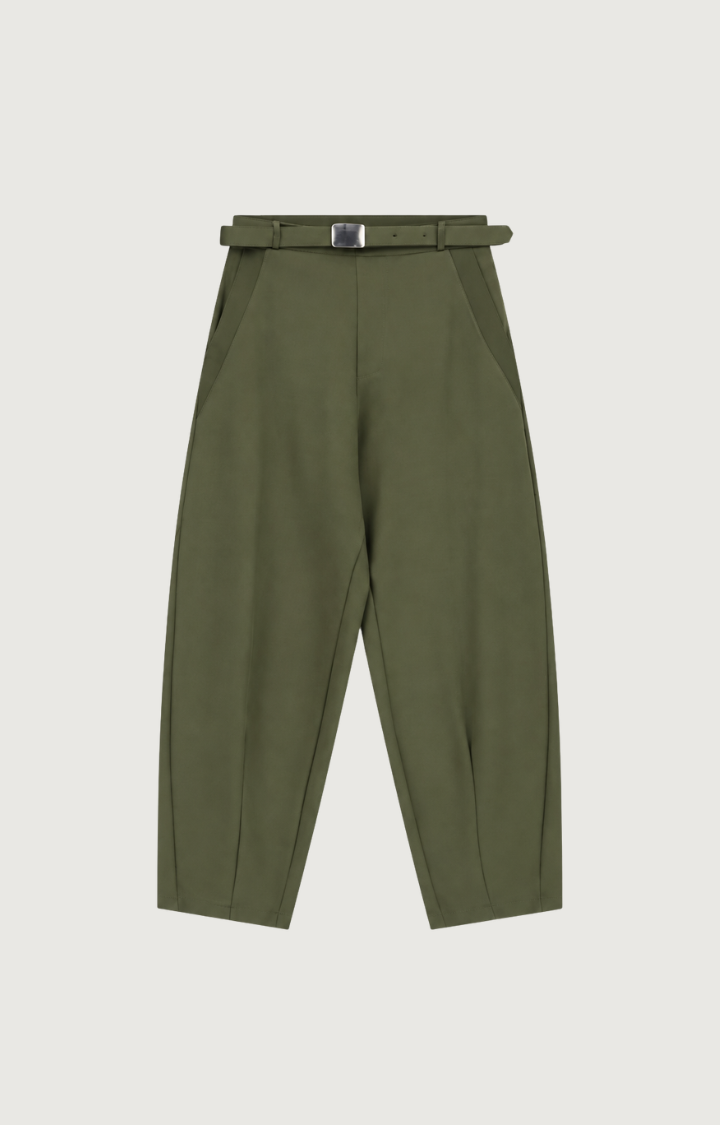 IMPERIAL - Pantalon ballon 3/4 taille haute ceinturé kaki