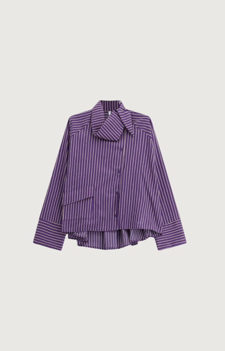 IMPERIAL - Chemise Oversize Col Lavalliere Popeline rayée