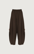 IMPERIAL - Pantalon Large Cropped Taille Elastique Chocolat