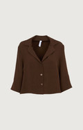 IMPERIAL - Chemise Cropped Col à Revers Chocolat