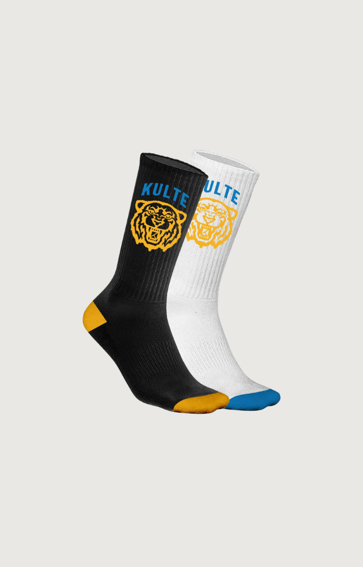 KULTE - Chaussettes Tiger Noir et Blanc Pack X2