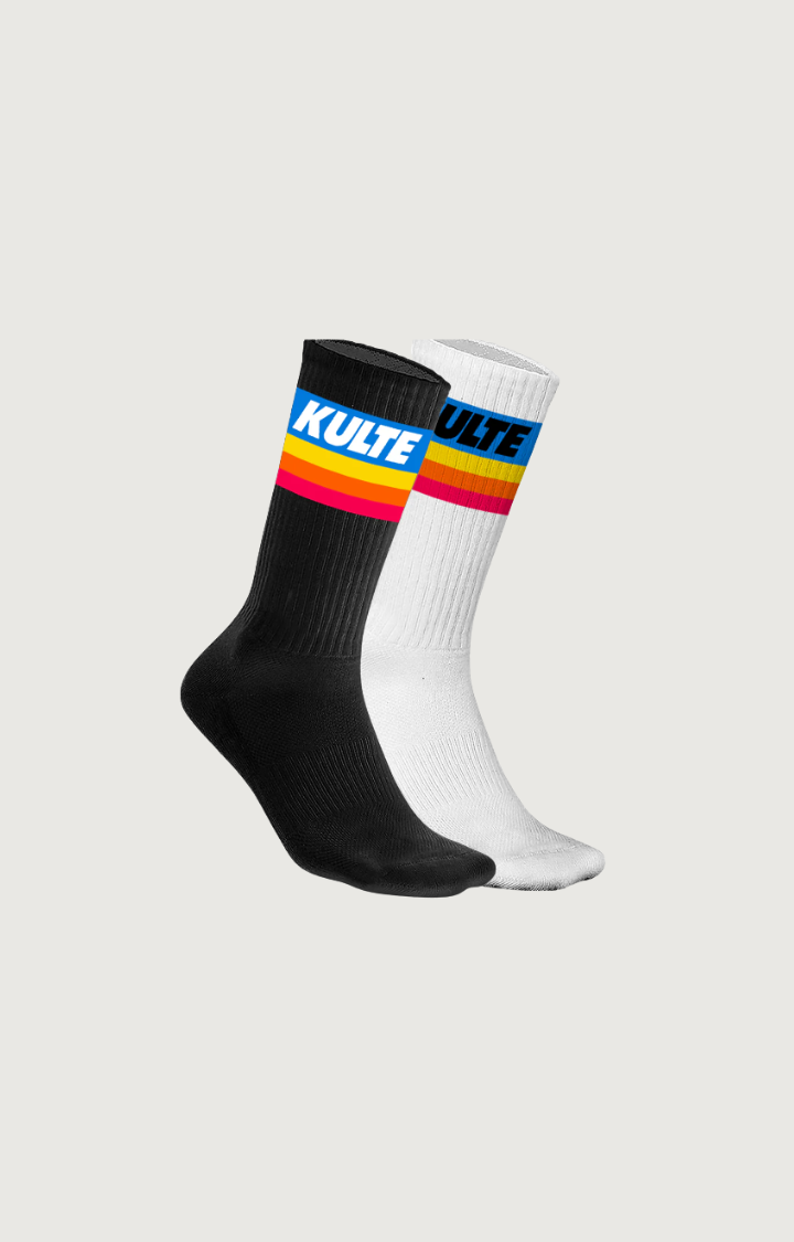 KULTE - Chaussettes Raimbow Noir Blanc Pack X2