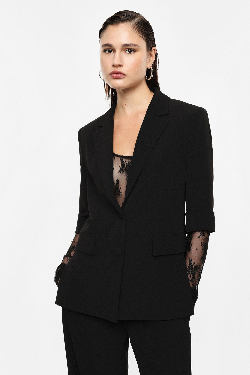 IMPERIAL - Blazer Droit Manches Courtes Col Revers Crantés