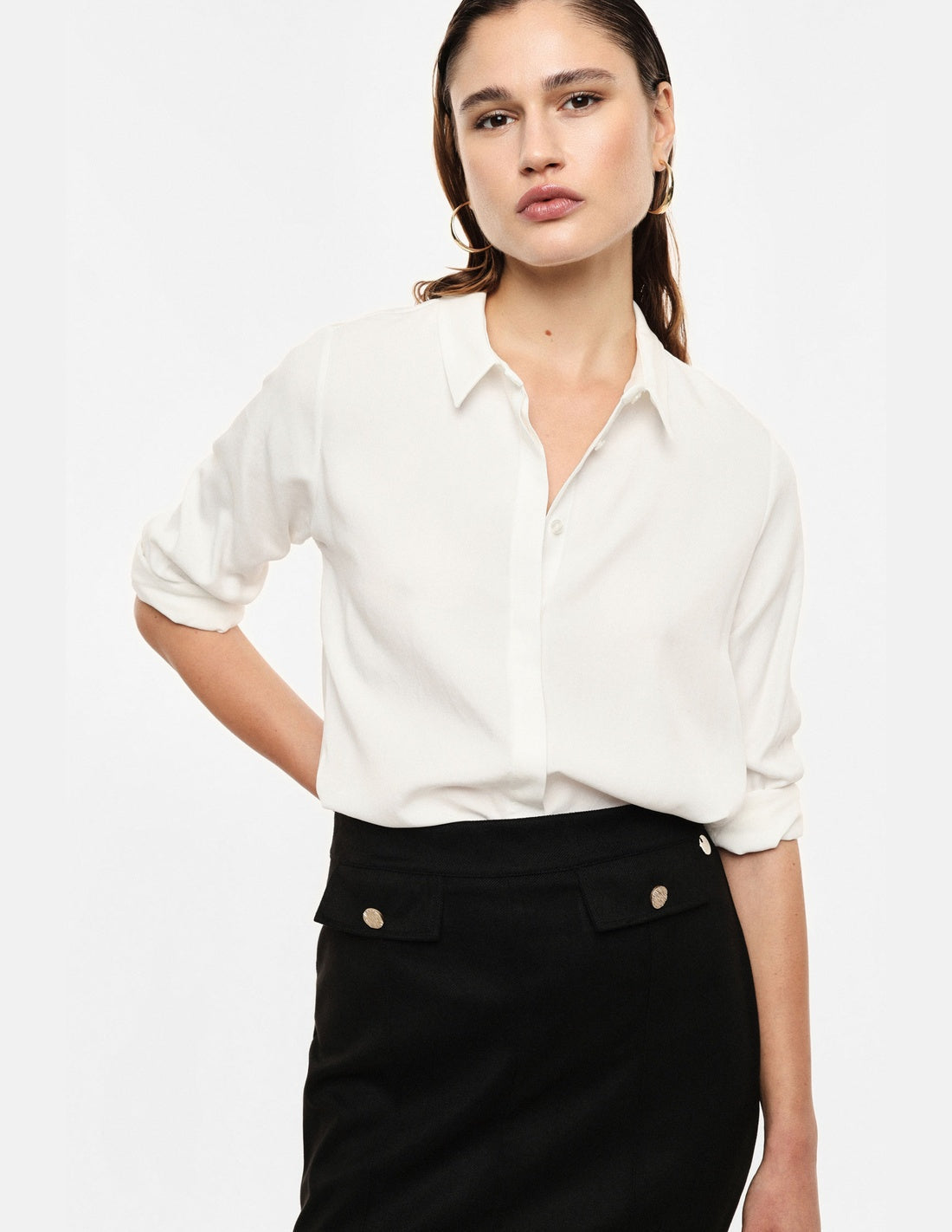 IMPERIAL – Chemise Droite Forme Trapèze à Ourlet Asymétrique