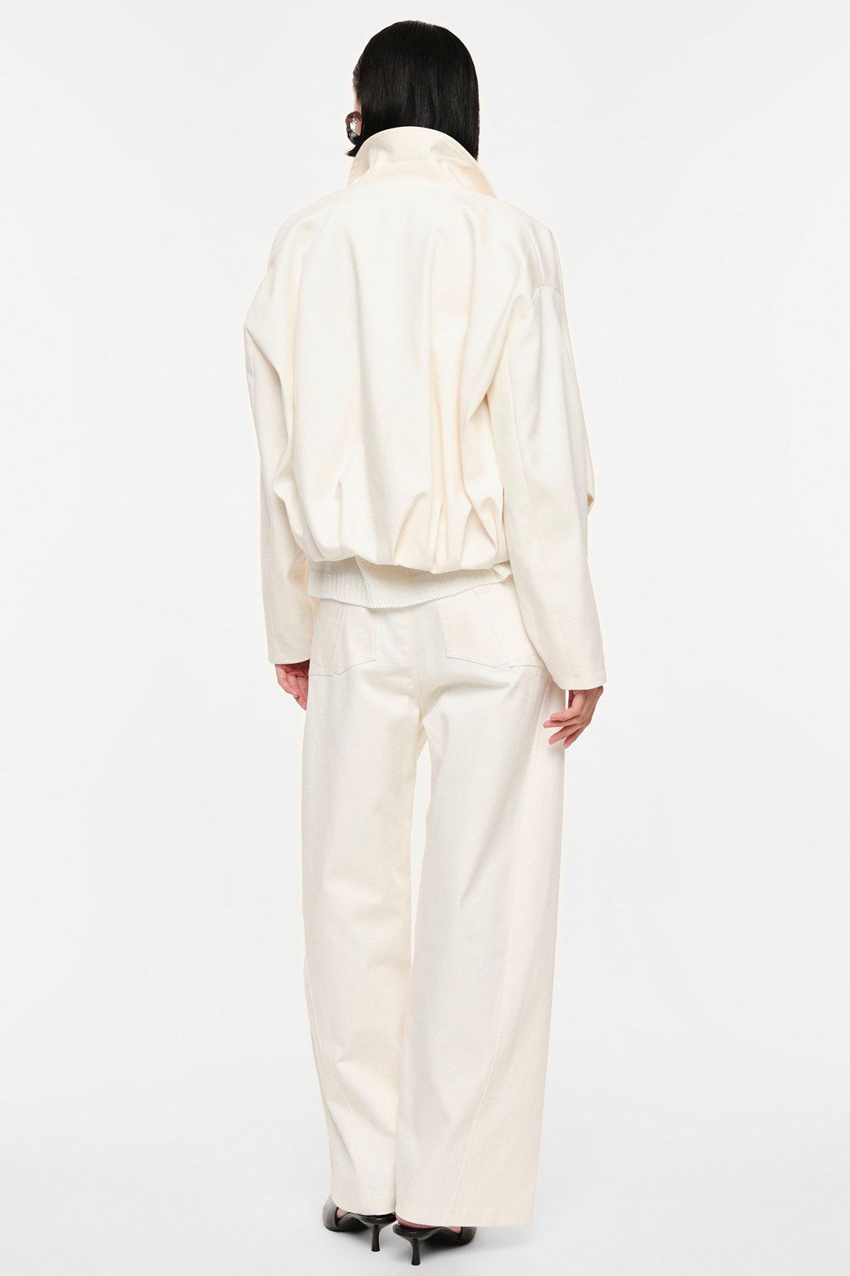 IMPERIAL - Pantalon Large en Coton Mélangé Beige
