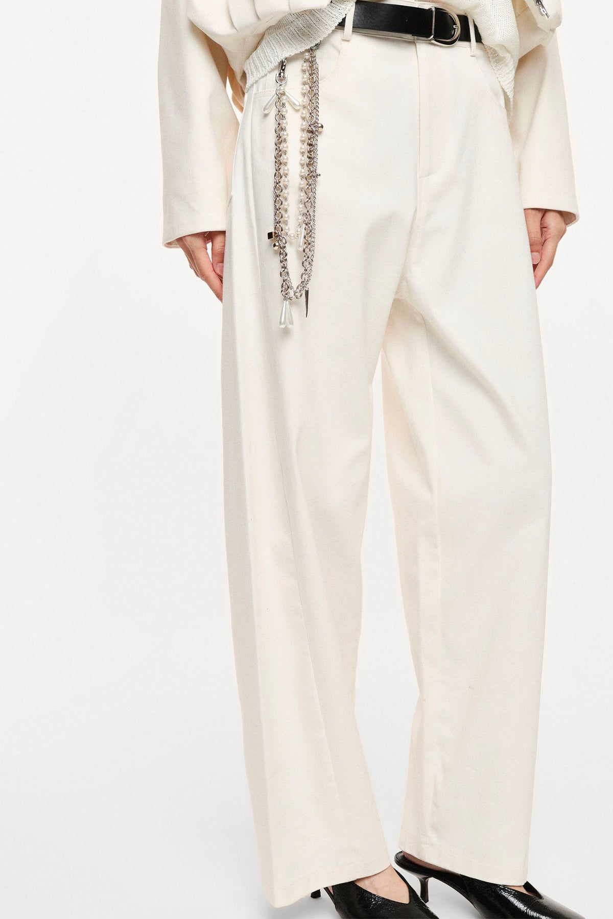 IMPERIAL - Pantalon Large en Coton Mélangé Beige