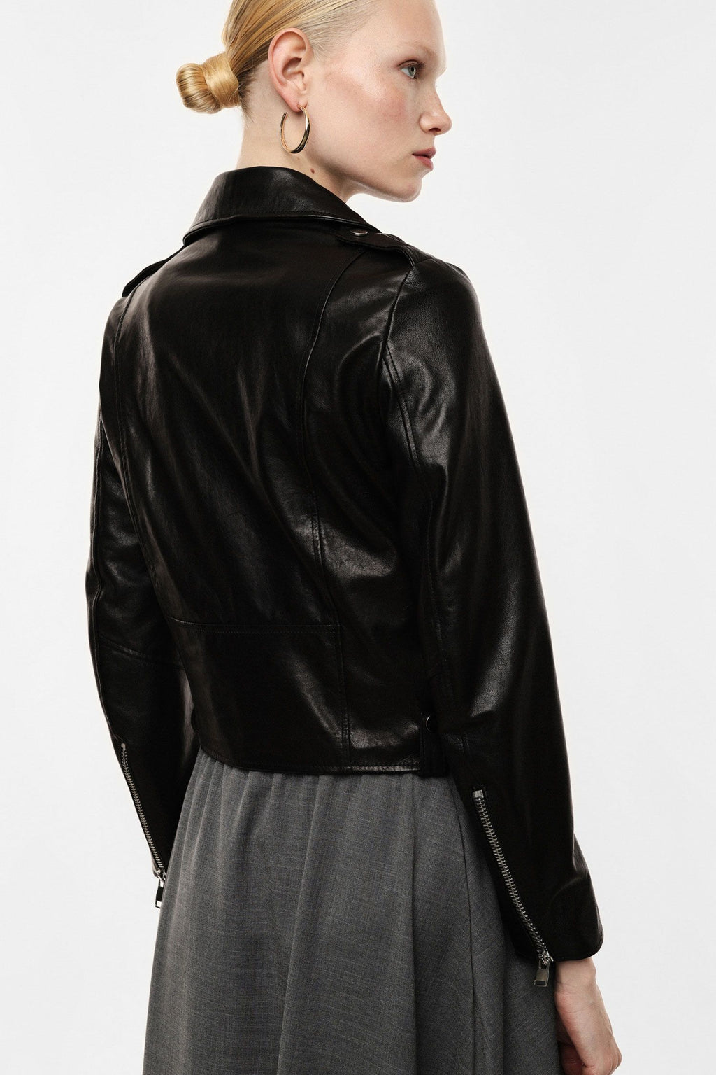 IMPERIAL – Veste en Cuir Noire à Fermeture Zippée Asymétrique
