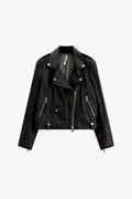 IMPERIAL – Veste en Cuir Noire à Fermeture Zippée Asymétrique