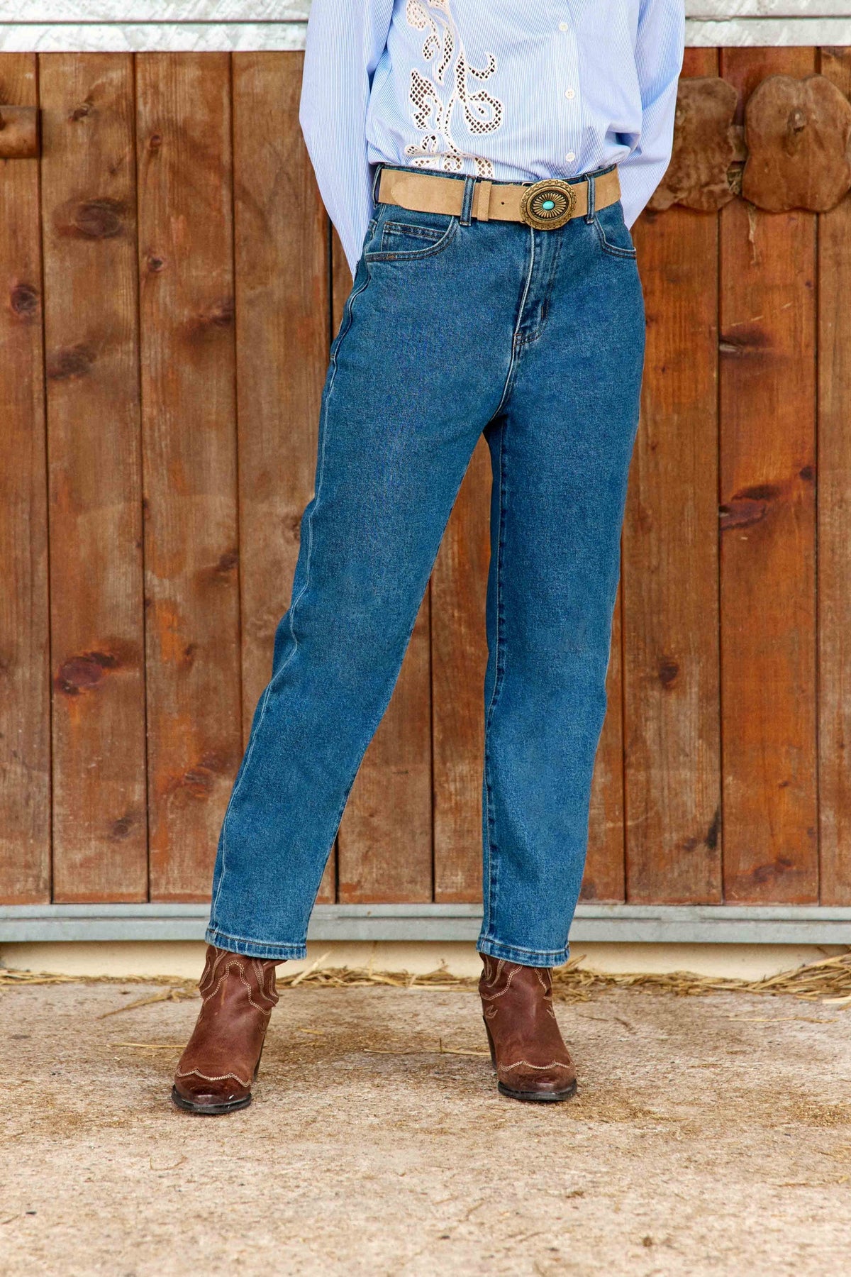 PIETRA – Jean Mom Taille Classique Medium Stone
