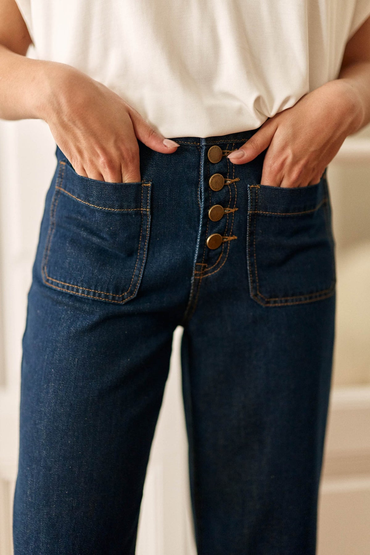 LA PETITE ÉTOILE – Jean Femme Atlanta Large 7/8ème Taille Haute