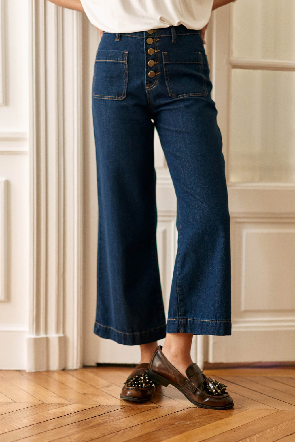 LA PETITE ÉTOILE – Jean Femme Atlanta Large 7/8ème Taille Haute