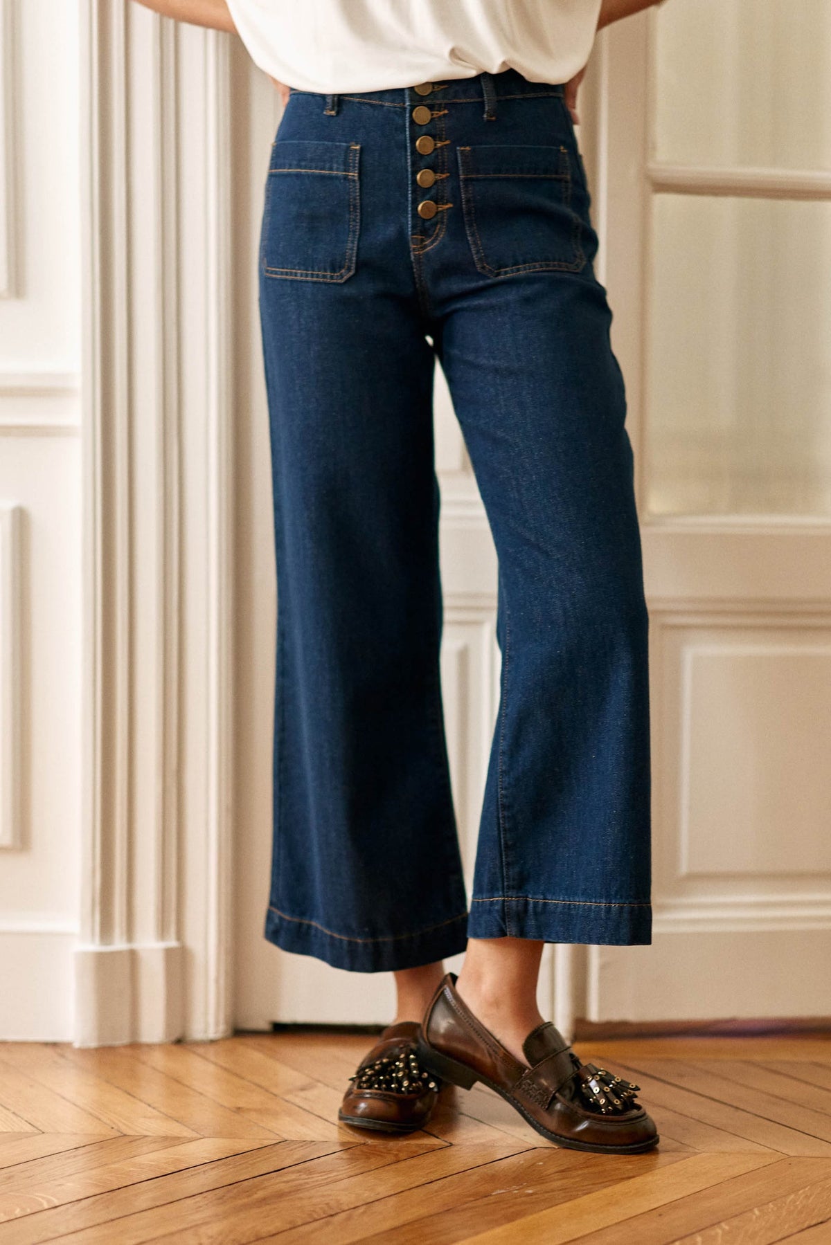 LA PETITE ÉTOILE – Jean Femme Atlanta Large 7/8ème Taille Haute
