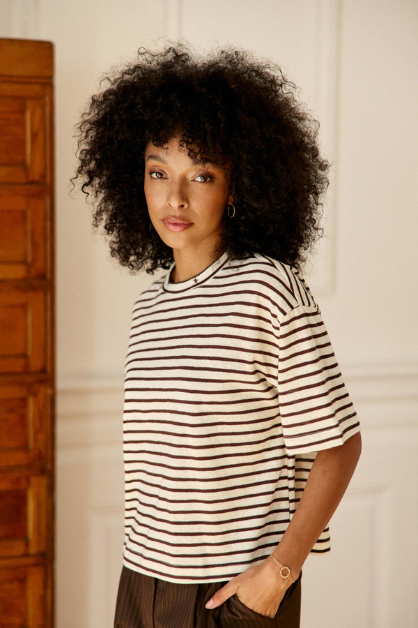 LA PETITE ÉTOILE – T-Shirt Femme Tais Marinière Oversize