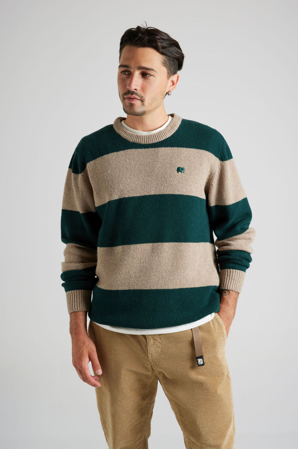 TRENDSPLANT – Pull en Maille Sella Knit Pine Green/Nomad Brown