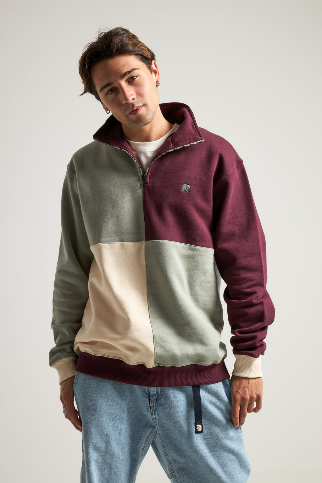 TRENDSPLANT – Sweatshirt Color Block Quarter Zip