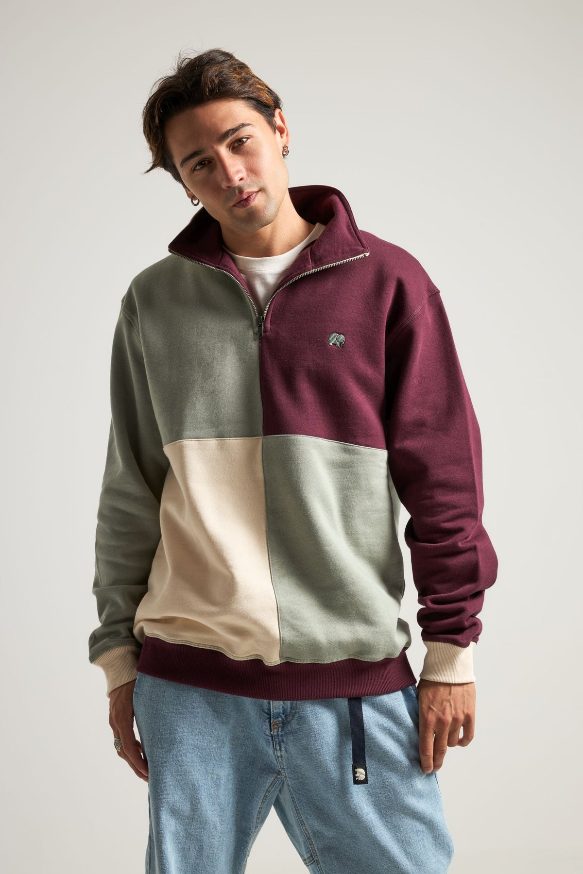 TRENDSPLANT – Sweatshirt Color Block Quarter Zip