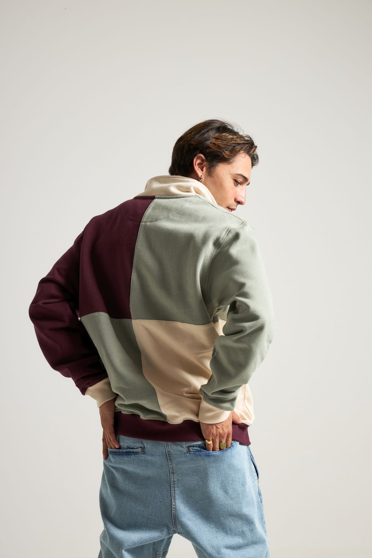 TRENDSPLANT – Sweatshirt Color Block Quarter Zip