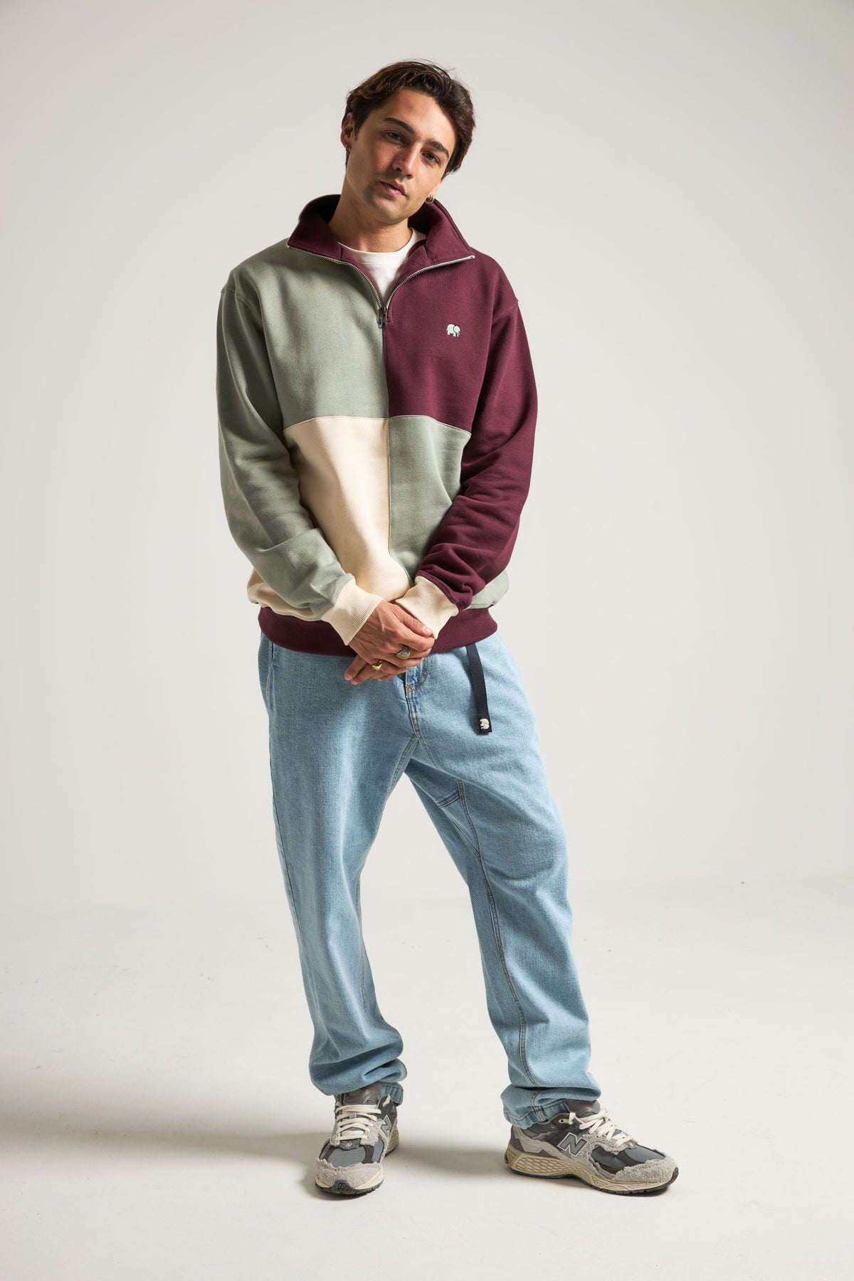 TRENDSPLANT – Sweatshirt Color Block Quarter Zip
