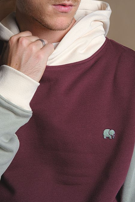 TRENDSPLANT – Sweatshirt à Capuche Color Block Nightfall Ruby