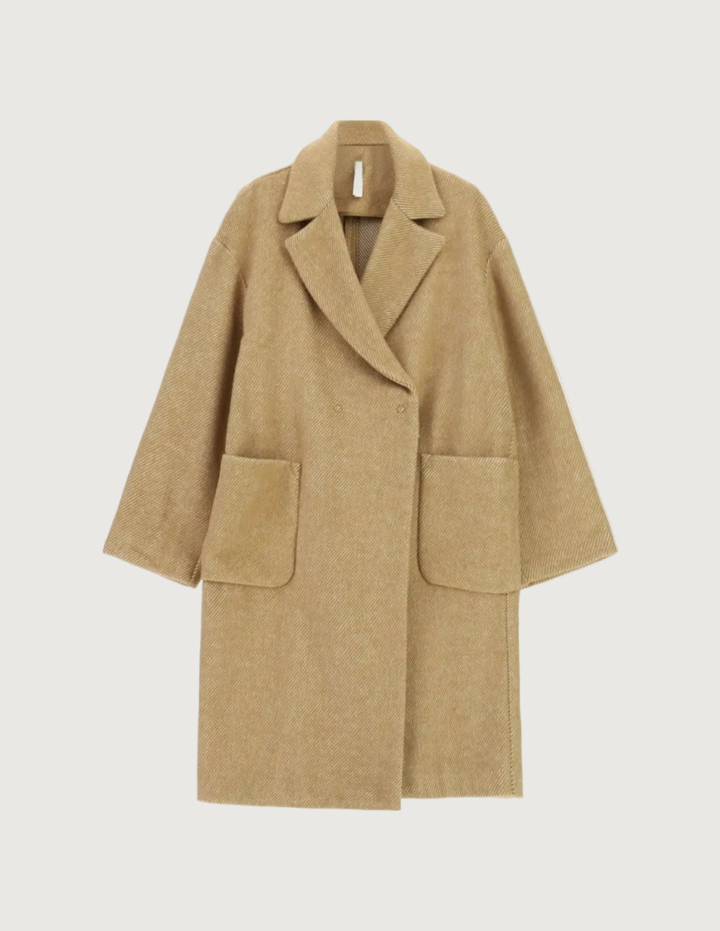 IMPERIAL - Manteau Long Camel en Drap Lainage Chiné