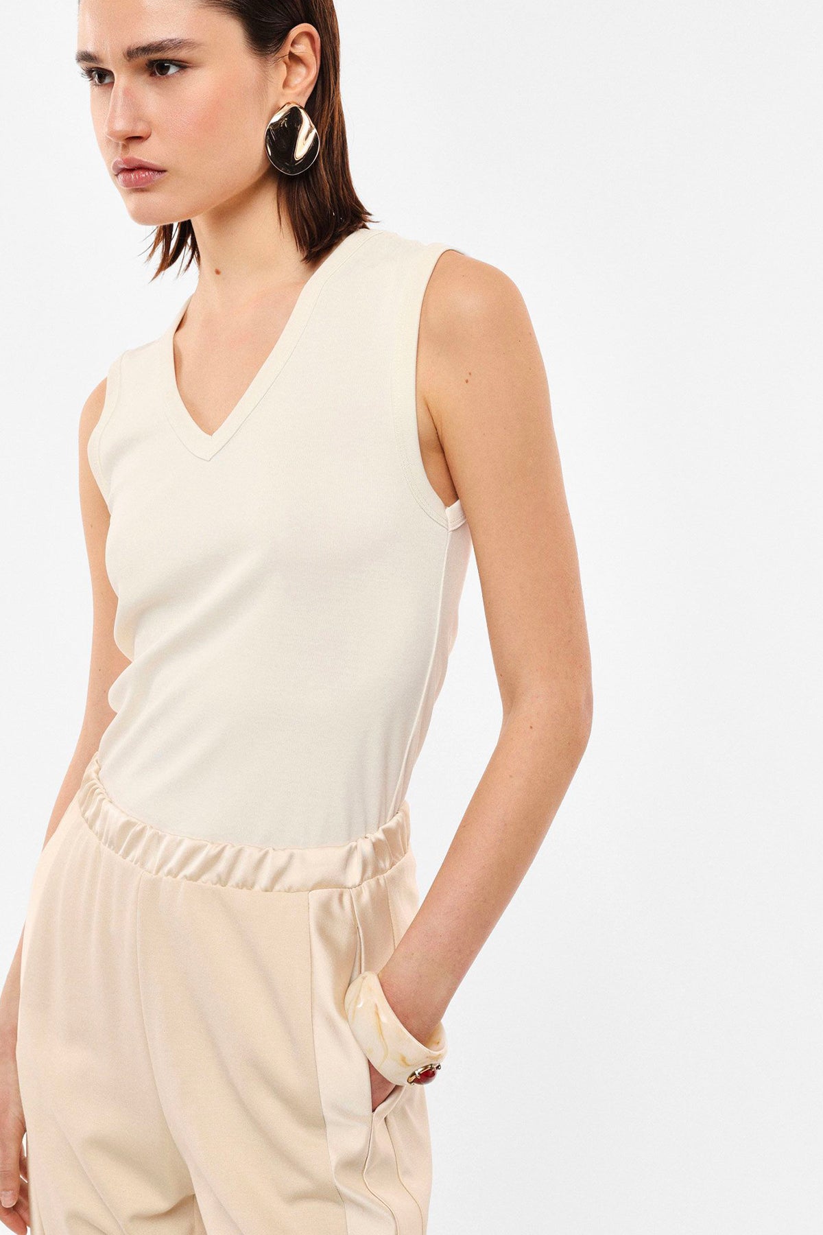 IMPERIAL - Débardeur sans Manches Col V Beige