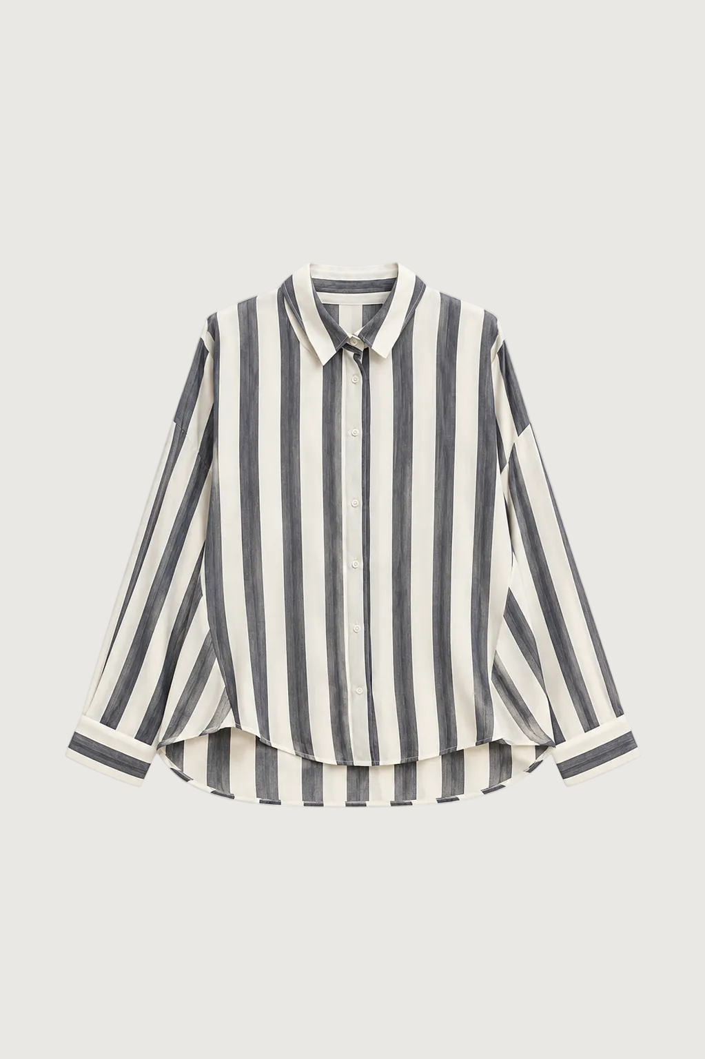 IMPERIAL – Chemise Fluide Rayée Grise et Ecrue à Manches Longues