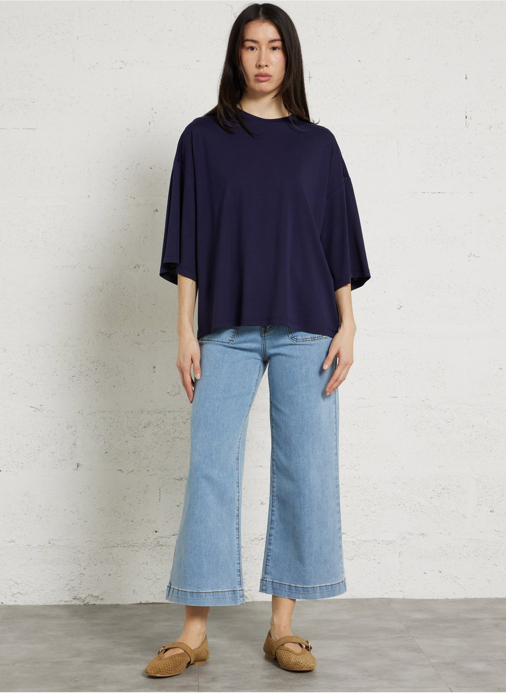 IMPERIAL – Tee-Shirt Fluide Manches Courtes Bleu Foncé