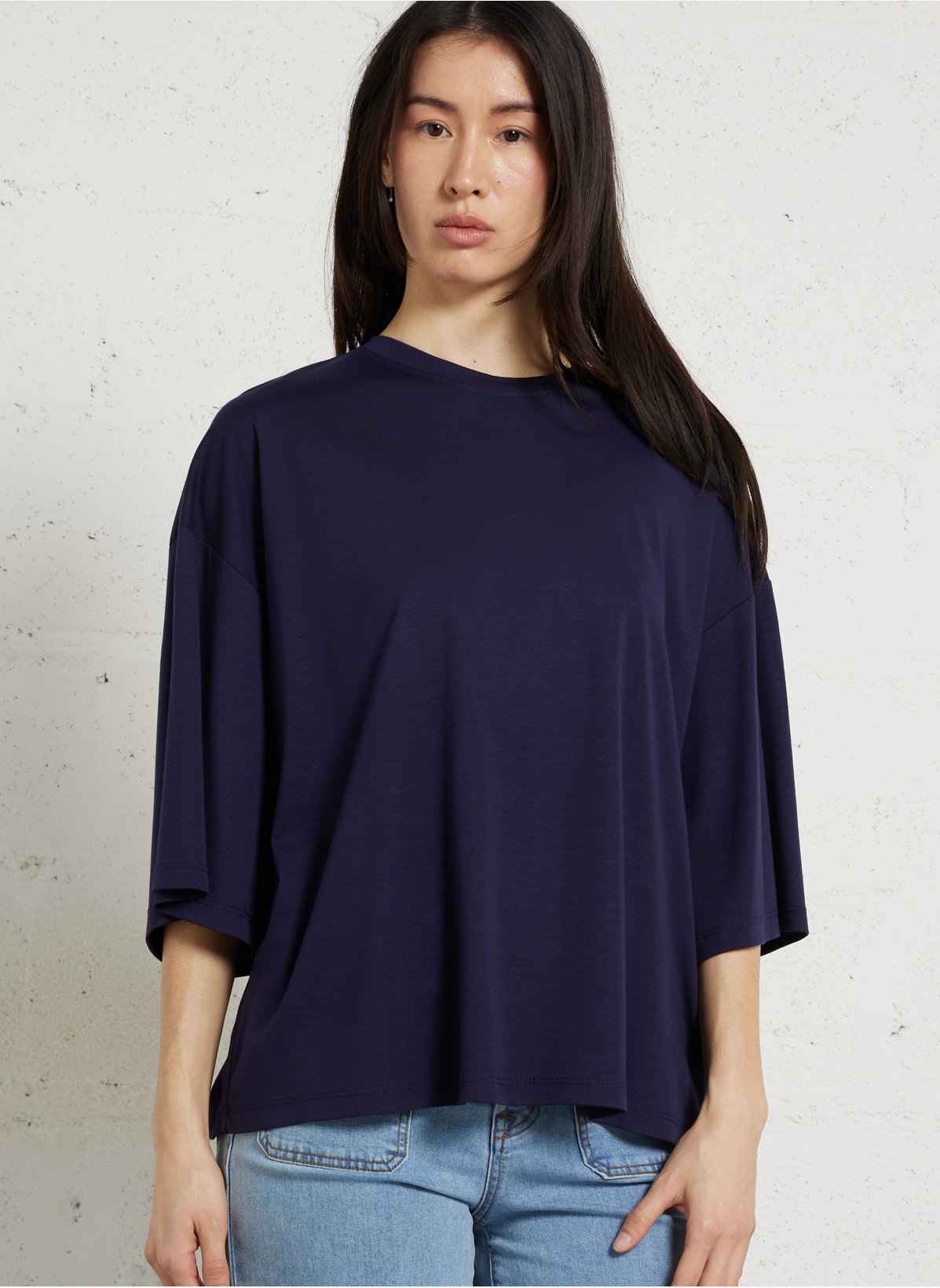 IMPERIAL – Tee-Shirt Fluide Manches Courtes Bleu Foncé
