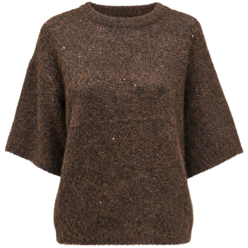IMPERIAL - Pull Maille Bouclée Col Rond Manche 3/4