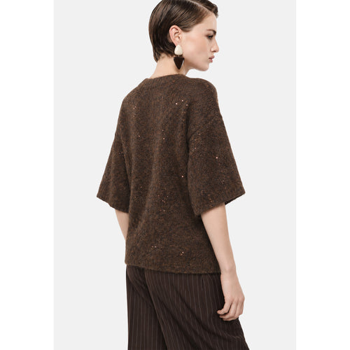 IMPERIAL - Pull Maille Bouclée Col Rond Manche 3/4