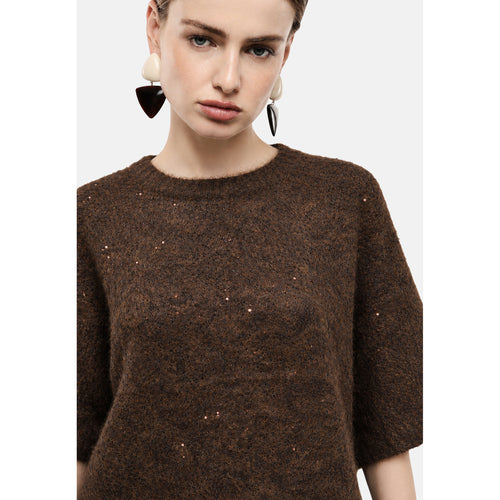 IMPERIAL - Pull Maille Bouclée Col Rond Manche 3/4